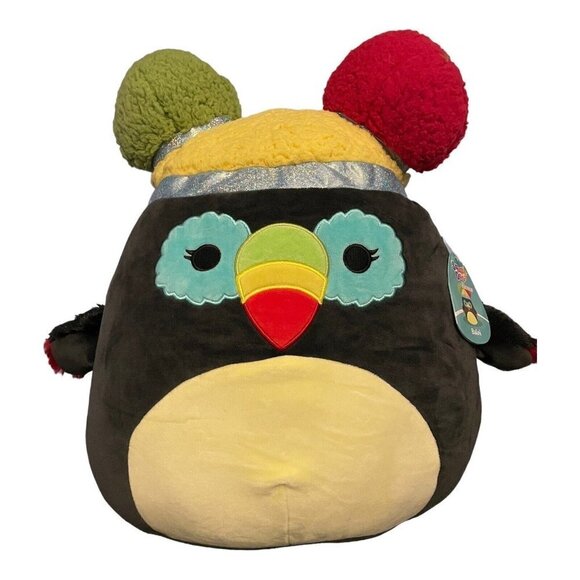 NWT SQUISHMALLOWS Squish-Doos 14" Plush BALNI TOUCAN With Poms Hat - Picture 1 of 5